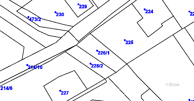 Parcela st. 226/1 v KÚ Praskačka, Katastrální mapa