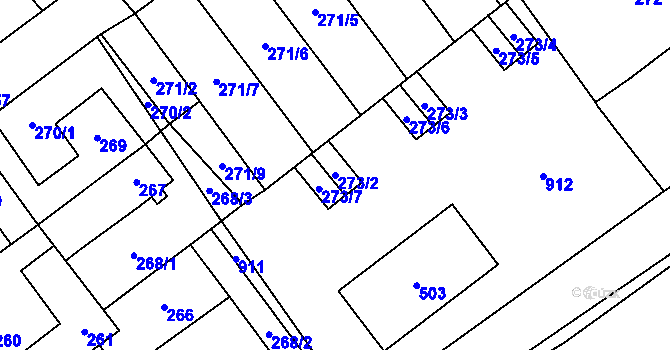 Parcela st. 273/2 v KÚ Praskačka, Katastrální mapa