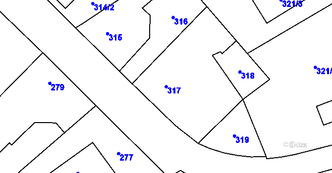 Parcela st. 317 v KÚ Praskačka, Katastrální mapa