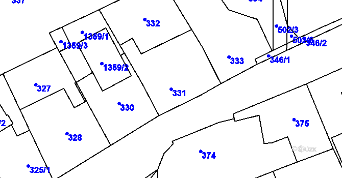 Parcela st. 331 v KÚ Praskačka, Katastrální mapa