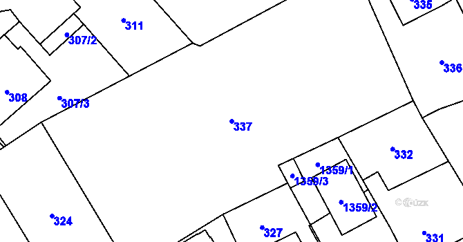 Parcela st. 337 v KÚ Praskačka, Katastrální mapa