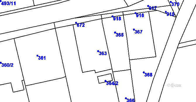 Parcela st. 363 v KÚ Praskačka, Katastrální mapa