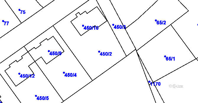 Parcela st. 450/2 v KÚ Praskačka, Katastrální mapa