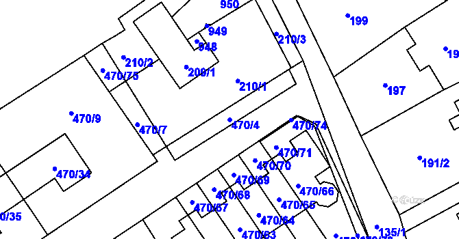 Parcela st. 470/4 v KÚ Praskačka, Katastrální mapa