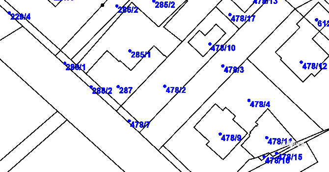 Parcela st. 478/2 v KÚ Praskačka, Katastrální mapa