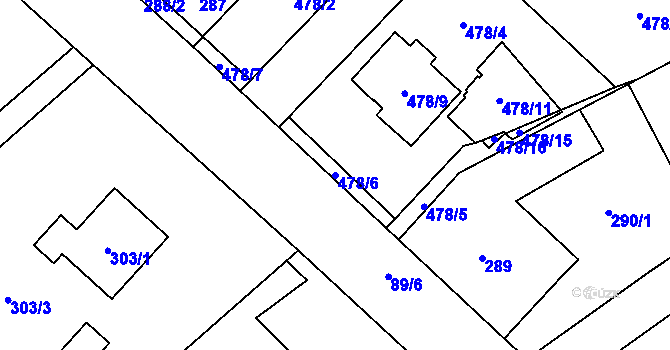 Parcela st. 478/6 v KÚ Praskačka, Katastrální mapa