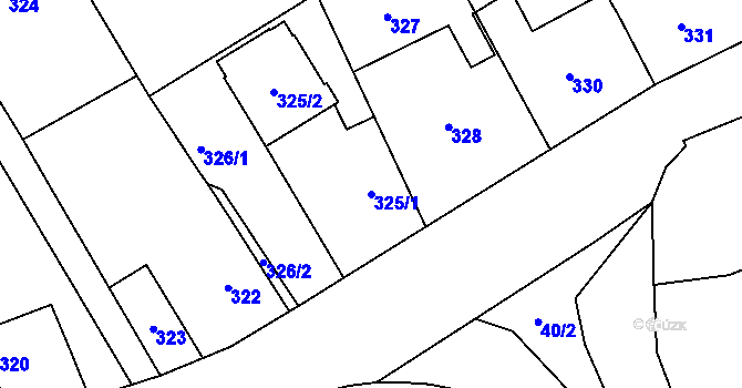 Parcela st. 325/1 v KÚ Praskačka, Katastrální mapa