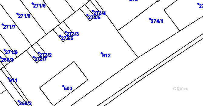 Parcela st. 912 v KÚ Praskačka, Katastrální mapa