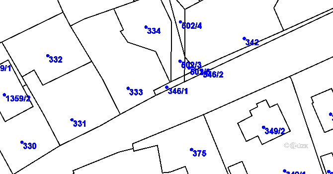 Parcela st. 346/1 v KÚ Praskačka, Katastrální mapa