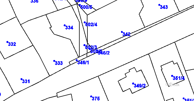 Parcela st. 346/2 v KÚ Praskačka, Katastrální mapa