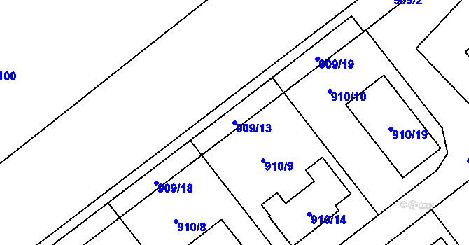 Parcela st. 909/13 v KÚ Praskačka, Katastrální mapa