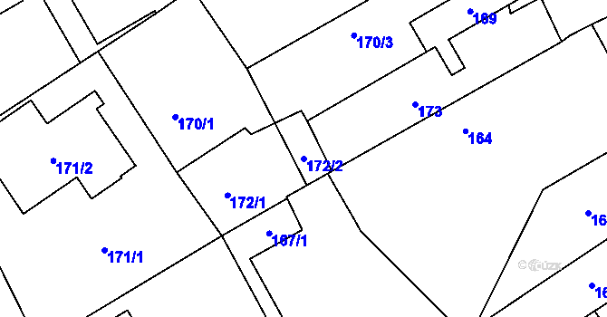 Parcela st. 172/2 v KÚ Praskačka, Katastrální mapa