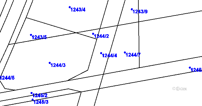 Parcela st. 1244/4 v KÚ Praskačka, Katastrální mapa