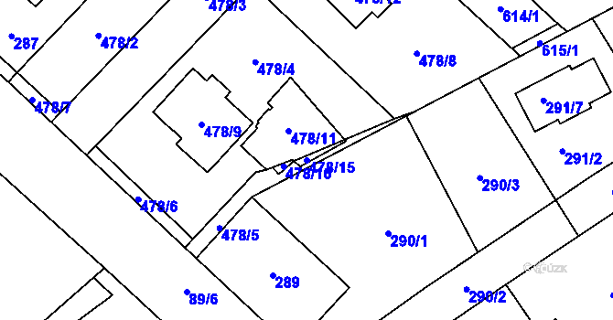 Parcela st. 478/15 v KÚ Praskačka, Katastrální mapa