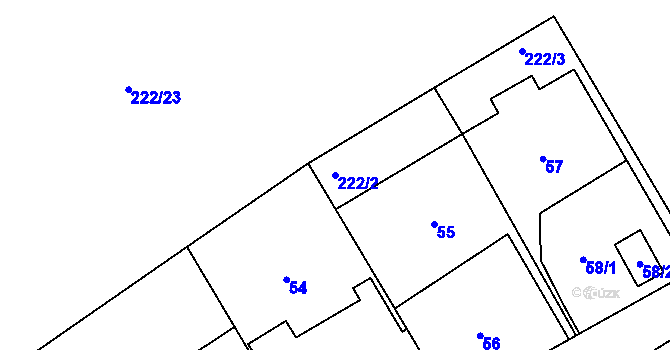 Parcela st. 222/2 v KÚ Urbanice u Praskačky, Katastrální mapa
