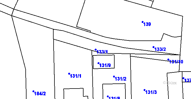Parcela st. 133/1 v KÚ Vlčkovice u Praskačky, Katastrální mapa