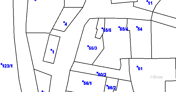 Parcela st. 55/3 v KÚ Vlčkovice u Praskačky, Katastrální mapa