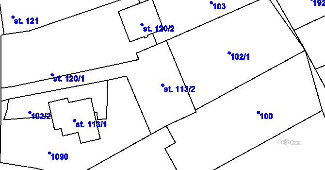 Parcela st. 113/2 v KÚ Praskolesy, Katastrální mapa