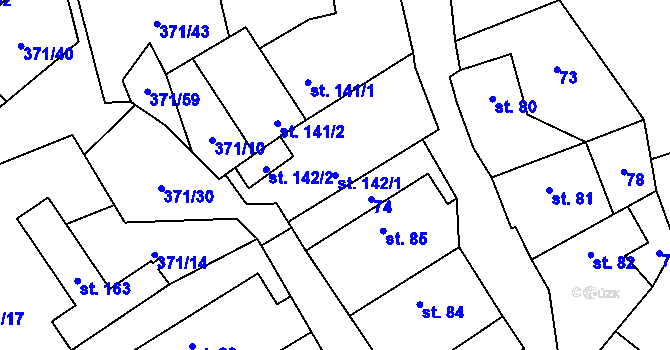 Parcela st. 142/1 v KÚ Praskolesy, Katastrální mapa