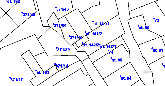Parcela st. 142/2 v KÚ Praskolesy, Katastrální mapa