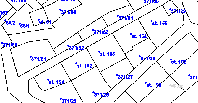 Parcela st. 153 v KÚ Praskolesy, Katastrální mapa