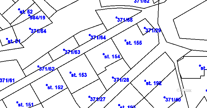 Parcela st. 154 v KÚ Praskolesy, Katastrální mapa