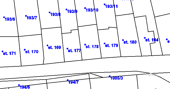 Parcela st. 178 v KÚ Praskolesy, Katastrální mapa