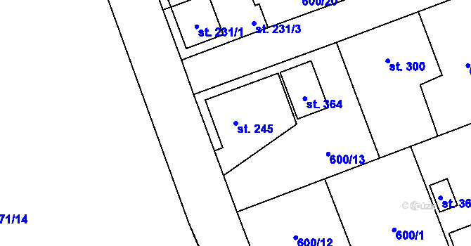 Parcela st. 245 v KÚ Praskolesy, Katastrální mapa