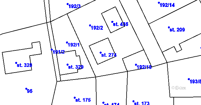 Parcela st. 274 v KÚ Praskolesy, Katastrální mapa