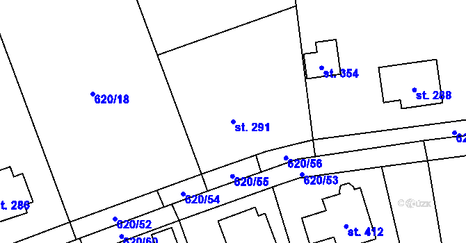 Parcela st. 291 v KÚ Praskolesy, Katastrální mapa