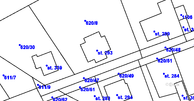 Parcela st. 293 v KÚ Praskolesy, Katastrální mapa