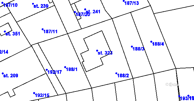 Parcela st. 323 v KÚ Praskolesy, Katastrální mapa