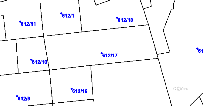 Parcela st. 612/17 v KÚ Praskolesy, Katastrální mapa