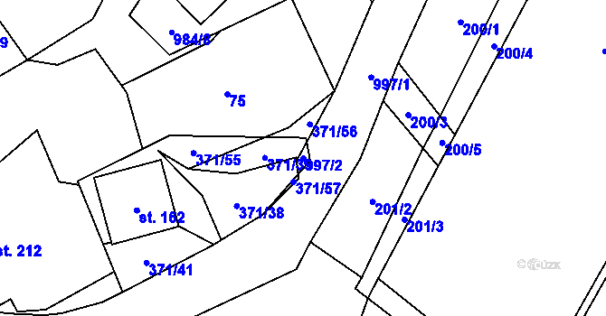 Parcela st. 997/2 v KÚ Praskolesy, Katastrální mapa
