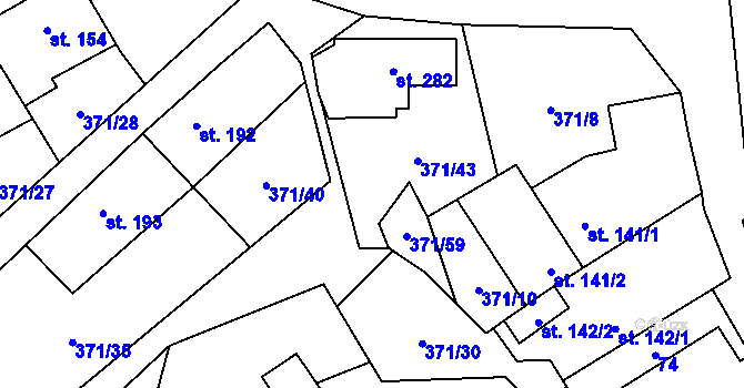 Parcela st. 371/58 v KÚ Praskolesy, Katastrální mapa