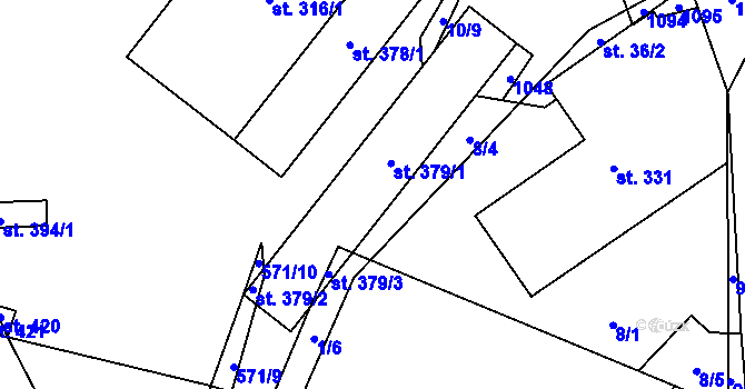 Parcela st. 379/1 v KÚ Praskolesy, Katastrální mapa