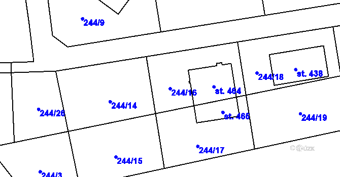 Parcela st. 244/16 v KÚ Praskolesy, Katastrální mapa
