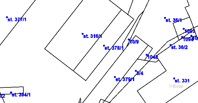 Parcela st. 378/1 v KÚ Praskolesy, Katastrální mapa