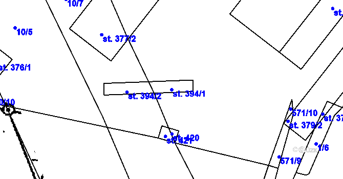 Parcela st. 394/1 v KÚ Praskolesy, Katastrální mapa