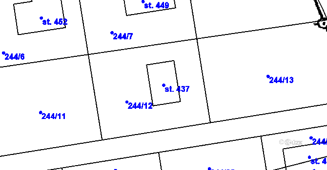 Parcela st. 437 v KÚ Praskolesy, Katastrální mapa