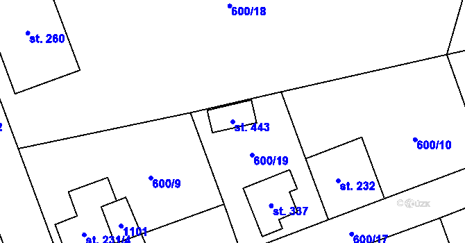 Parcela st. 443 v KÚ Praskolesy, Katastrální mapa