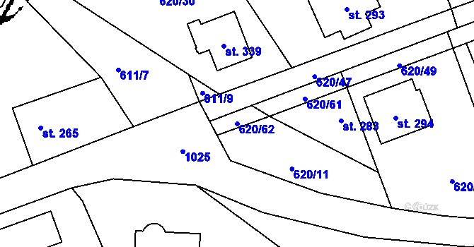 Parcela st. 620/62 v KÚ Praskolesy, Katastrální mapa