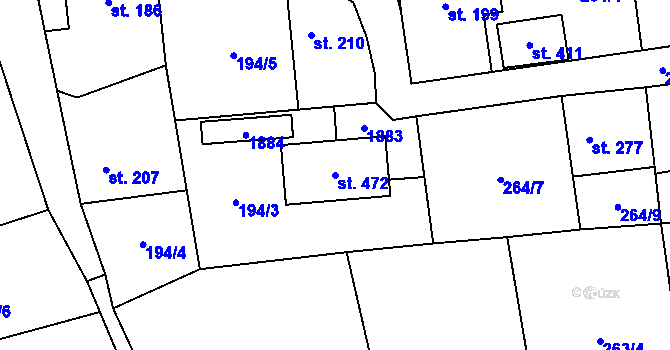 Parcela st. 472 v KÚ Praskolesy, Katastrální mapa