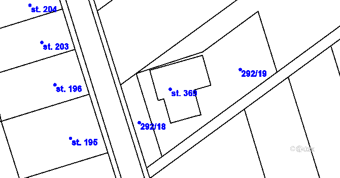 Parcela st. 369 v KÚ Pravčice, Katastrální mapa