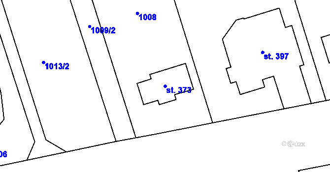 Parcela st. 373 v KÚ Pravčice, Katastrální mapa