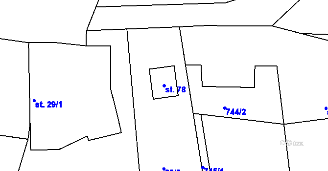 Parcela st. 78 v KÚ Pravětice, Katastrální mapa
