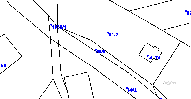Parcela st. 68/6 v KÚ Pravětice, Katastrální mapa