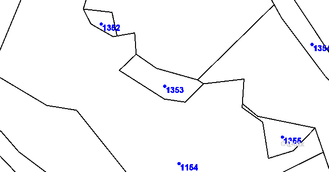 Parcela st. 1353 v KÚ Pravětice, Katastrální mapa