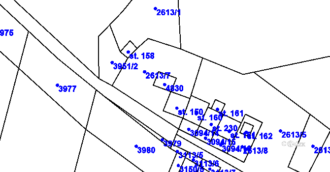 Parcela st. 159 v KÚ Pravice, Katastrální mapa