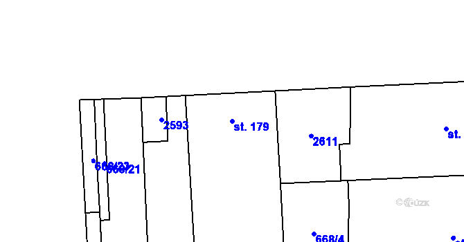 Parcela st. 179 v KÚ Pravice, Katastrální mapa